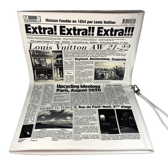 Louis Vuitton Newspaper Pouch Calfskin Leather Clutch Bag Virgil Abloh LV News - Picture 4 of 16